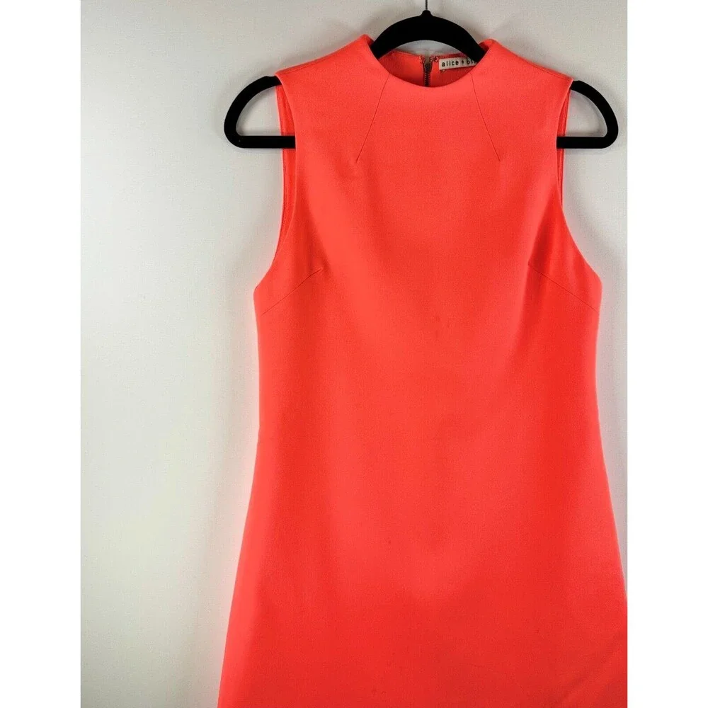 Alice Olivia Womens Dress Neon Coley Shift Crewneck Mini A Line Zip Back Size 2 - Picture 5 of 11